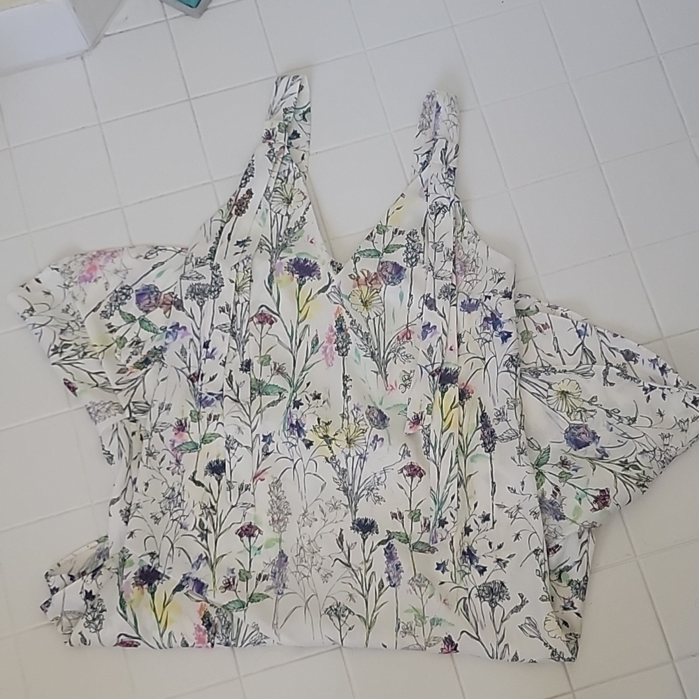 H&M SUMMER DRESS Size 4 Natural white/Floral Crêpe Knee-length - Picture 5 of 16